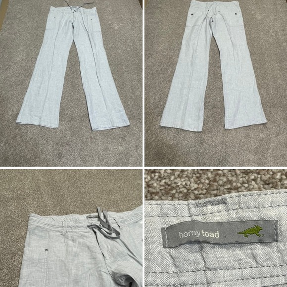 Horny toad womens wide leg pants sz 14 gray linen beachy lightweight minimalist - Picture 1 of 12